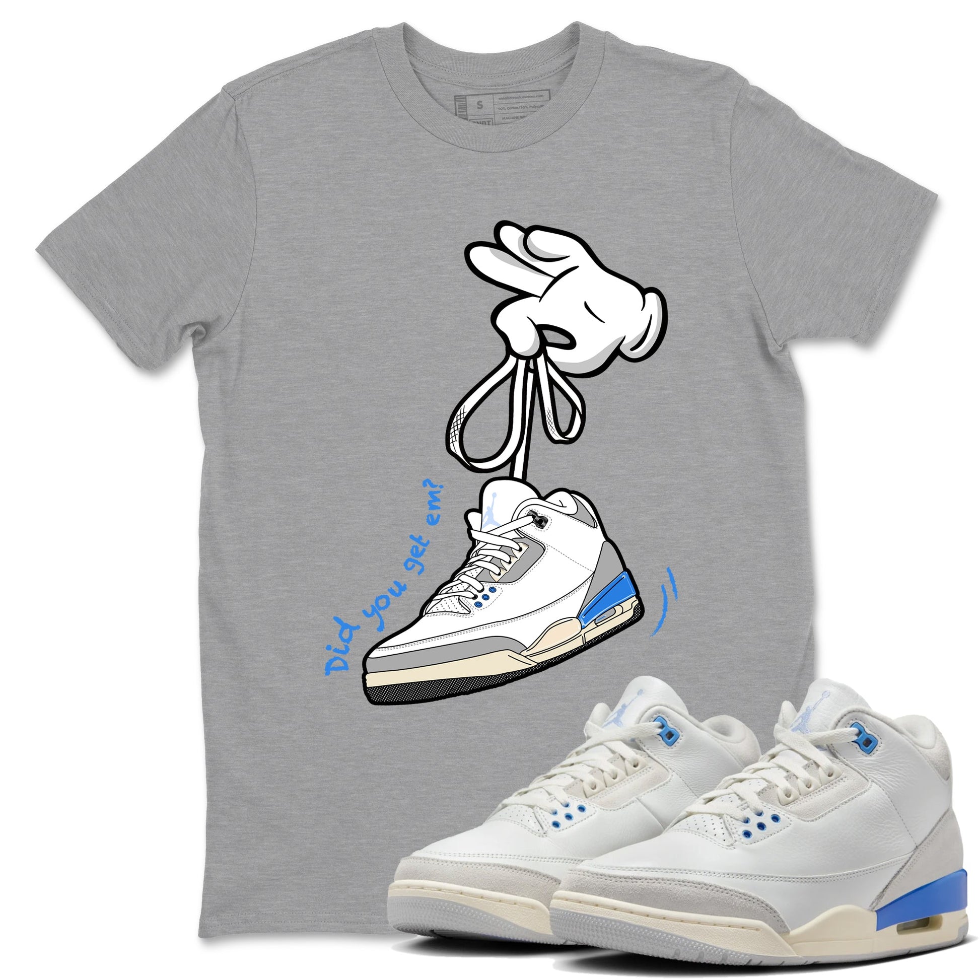 Air Jordan 3 Lucky Shorts shirts to match jordans Cartoon Hands sneaker match tees Air Jordan 3 Retro Lucky Shorts match shoes to clothes SNRT Sneaker Tees unisex cotton Heather Grey 1 shirts