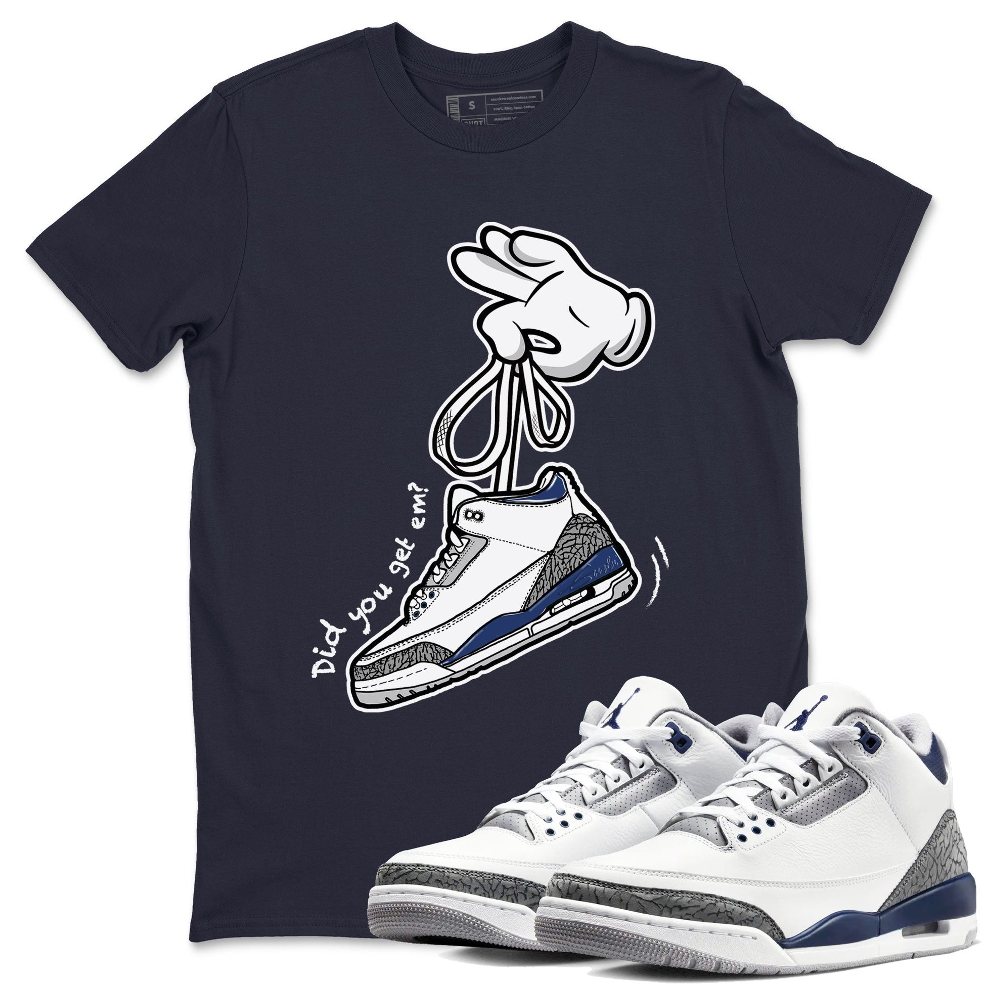 Cartoon Hands Unisex Adult Tops - Air Jordan 3 Midnight Navy 2023 - SNRT Sneaker T-shirts