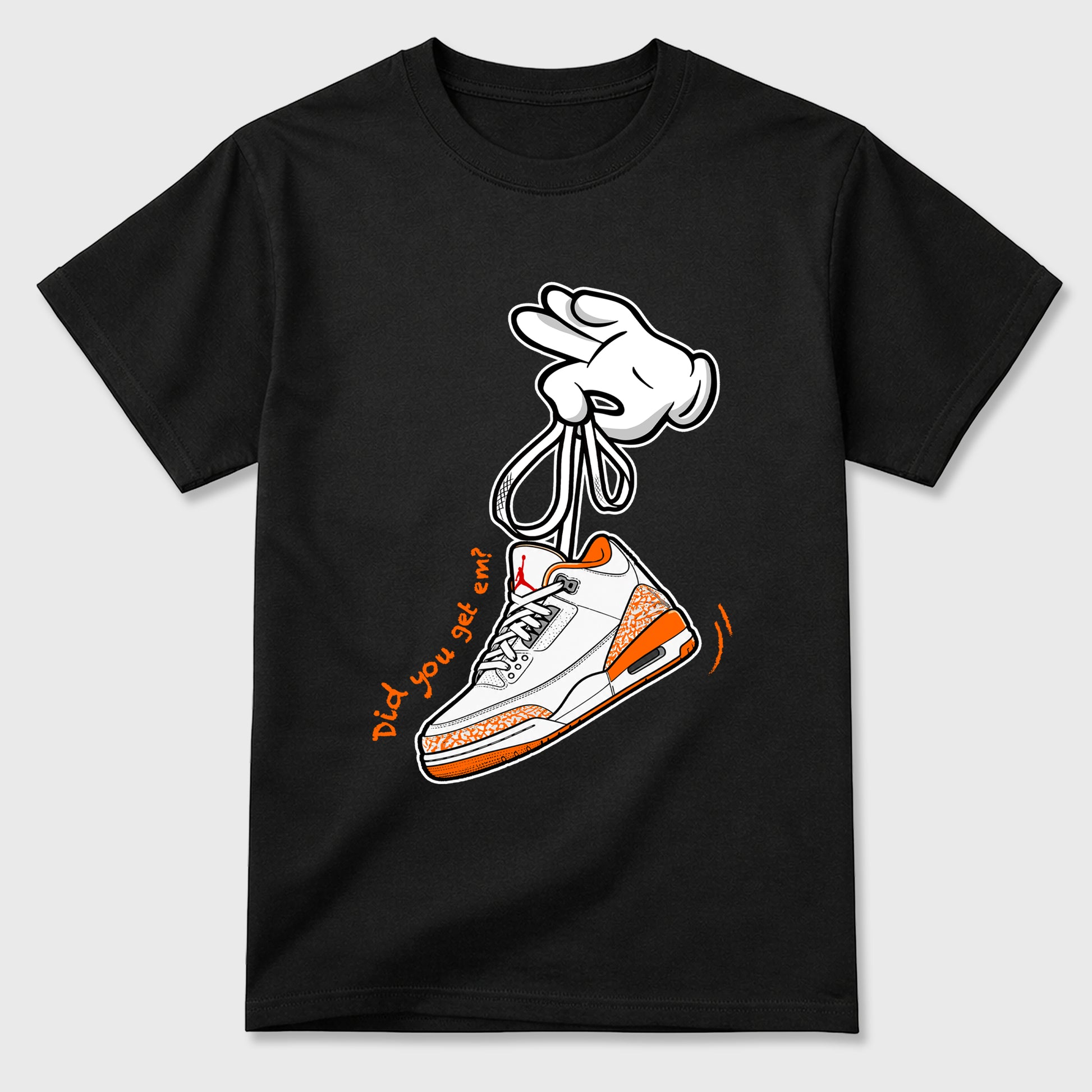 Sneaker match tees – Sneaker Tees To Match Air Jordan 3 Orange Citrus Shoes – Cartoon Hands Tee Black 2
