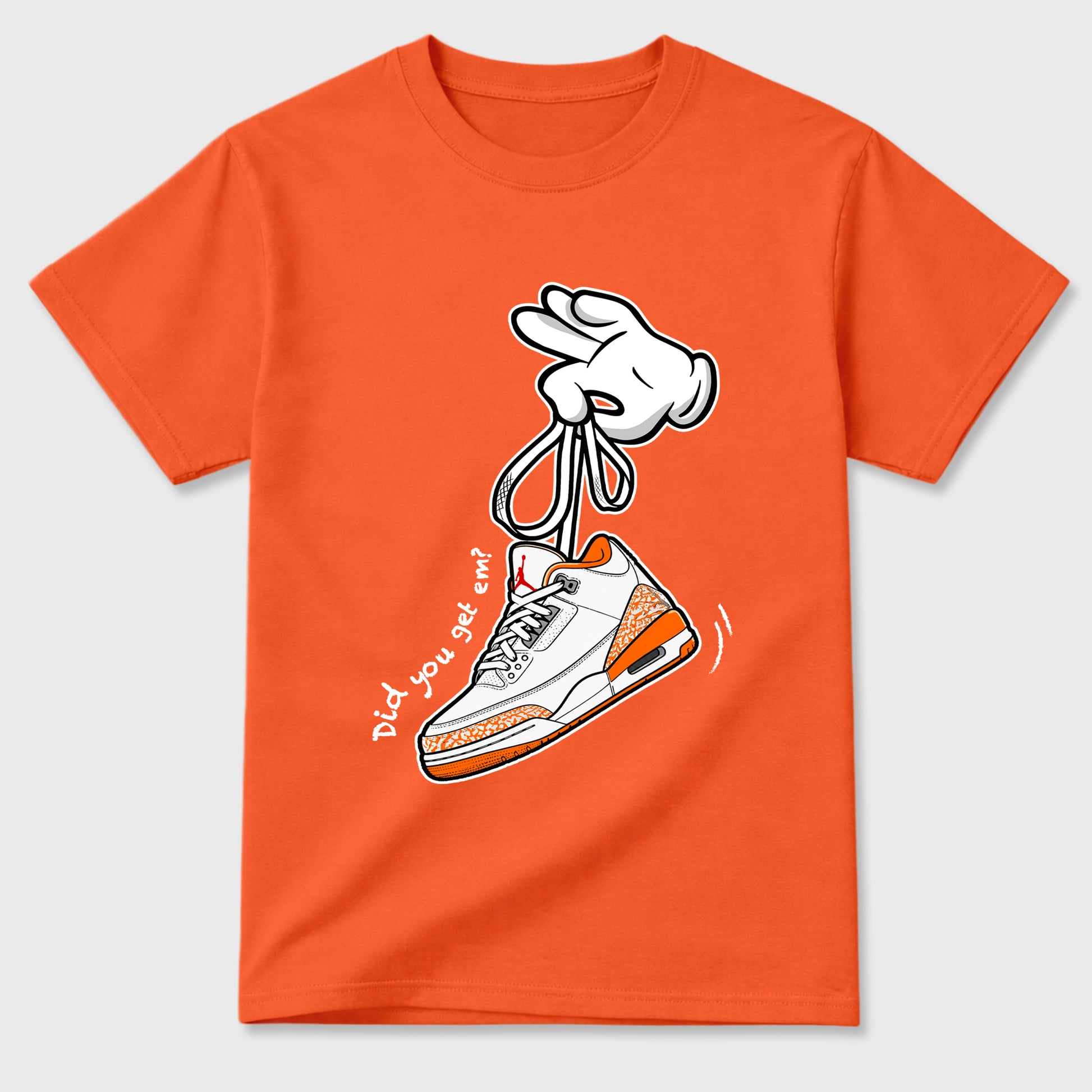 Sneaker match tees – Sneaker Tees To Match Air Jordan 3 Orange Citrus Shoes – Cartoon Hands Tee Orange 2