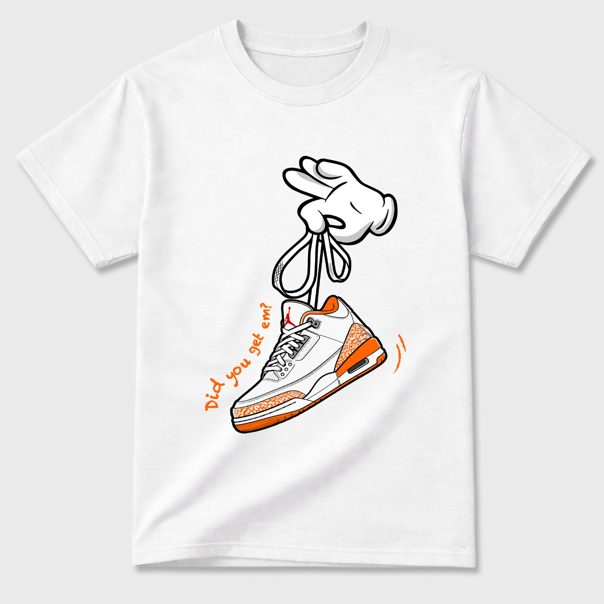 Sneaker match tees – Sneaker Tees To Match Air Jordan 3 Orange Citrus Shoes – Cartoon Hands Tee White 2