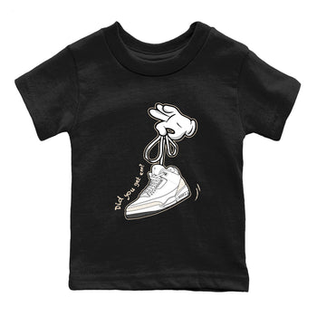 Cartoon Hands baby and kids t-shirt crafted for little sneakerheads to shine with the Air Jordan 3 Pure Money sneakers, displayed in Black 2.