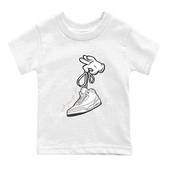 Cartoon Hands baby and kids t-shirt crafted for little sneakerheads to shine with the Air Jordan 3 Pure Money sneakers, displayed in White 2.