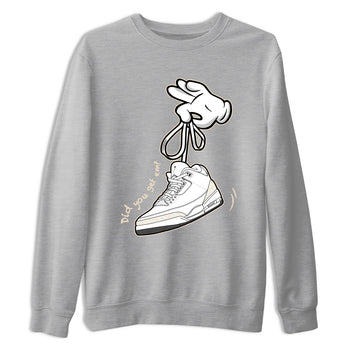 Cartoon Hands sneaker match t-shirt styled to complete your fit with the Air Jordan 3 Pure Money sneakers, shown in Heather Grey 2.