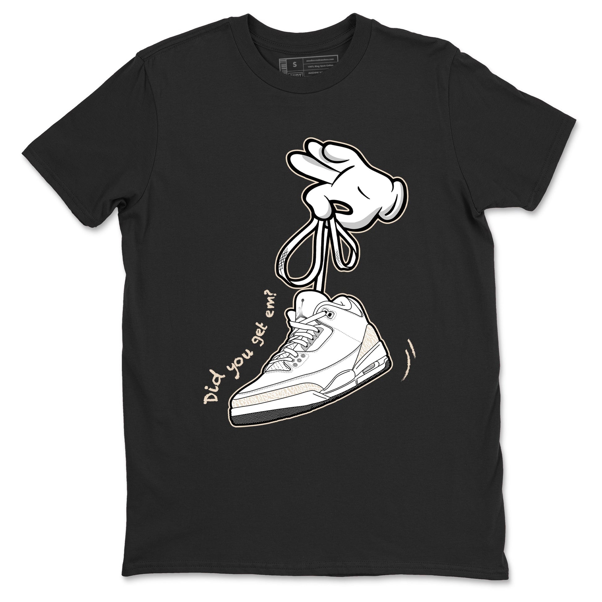 Cartoon Hands sneaker match t-shirt styled to complete your fit with the Air Jordan 3 Pure Money sneakers, shown in Black 2.