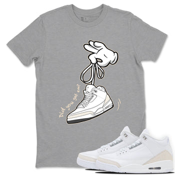 Cartoon Hands sneaker match t-shirt styled to complete your fit with the Air Jordan 3 Pure Money sneakers, shown in Heather Grey 1.