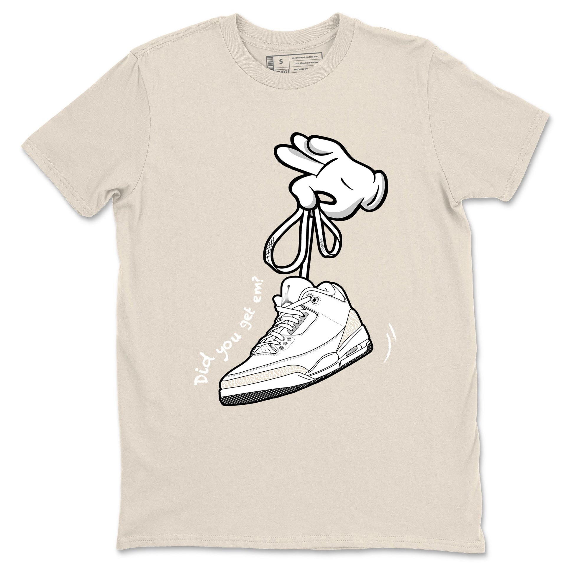 Cartoon Hands sneaker match t-shirt styled to complete your fit with the Air Jordan 3 Pure Money sneakers, shown in Natural 2.