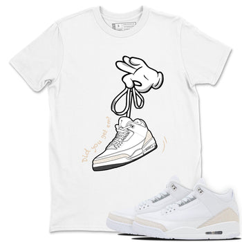Cartoon Hands sneaker match t-shirt styled to complete your fit with the Air Jordan 3 Pure Money sneakers, shown in White 1.