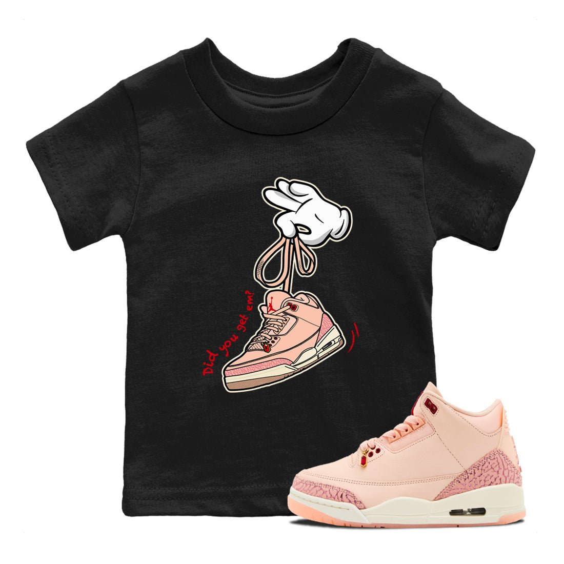 3s Valentines Day shirts to match jordans Cartoon Hands best t shirts to wear with jordans Air Jordan 3 Valentines Day match shoes to clothes SNRT Sneaker Tees Youth Baby Black 1 tee