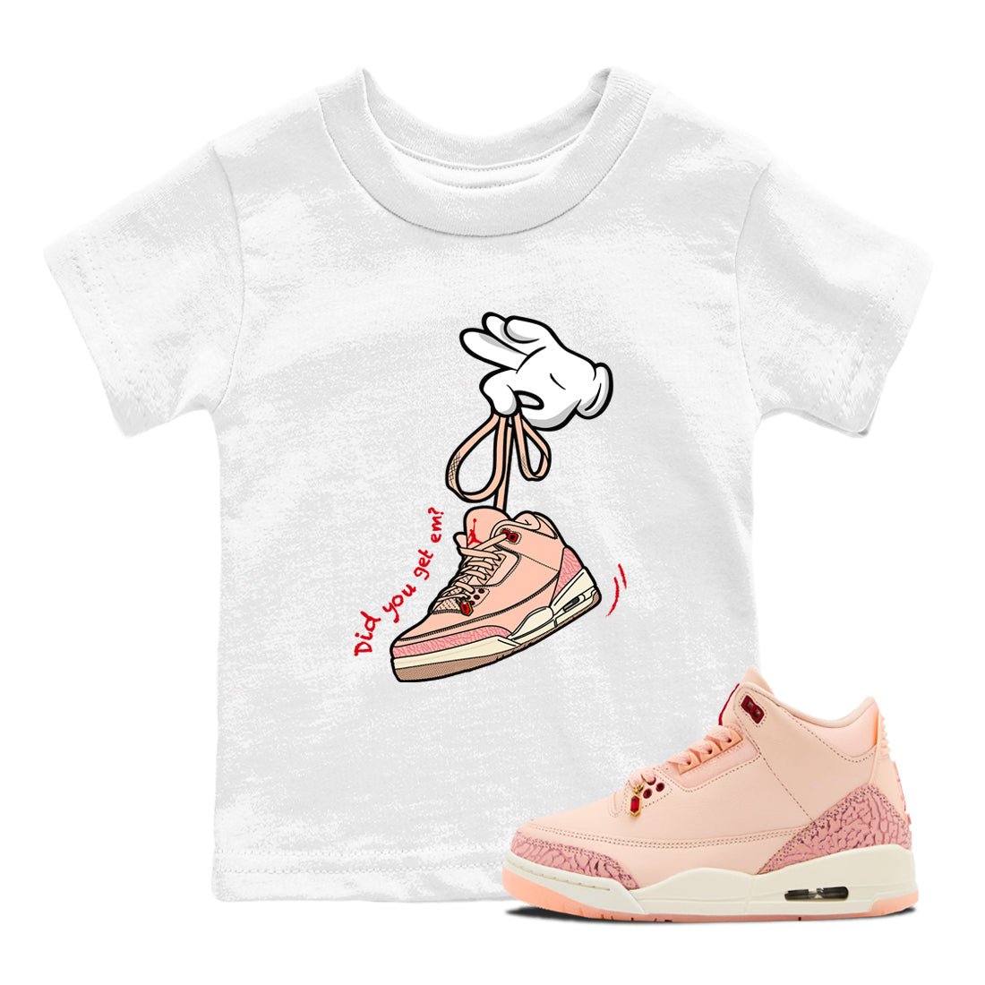 3s Valentines Day shirts to match jordans Cartoon Hands best t shirts to wear with jordans Air Jordan 3 Valentines Day match shoes to clothes SNRT Sneaker Tees Youth Baby White 1 tee