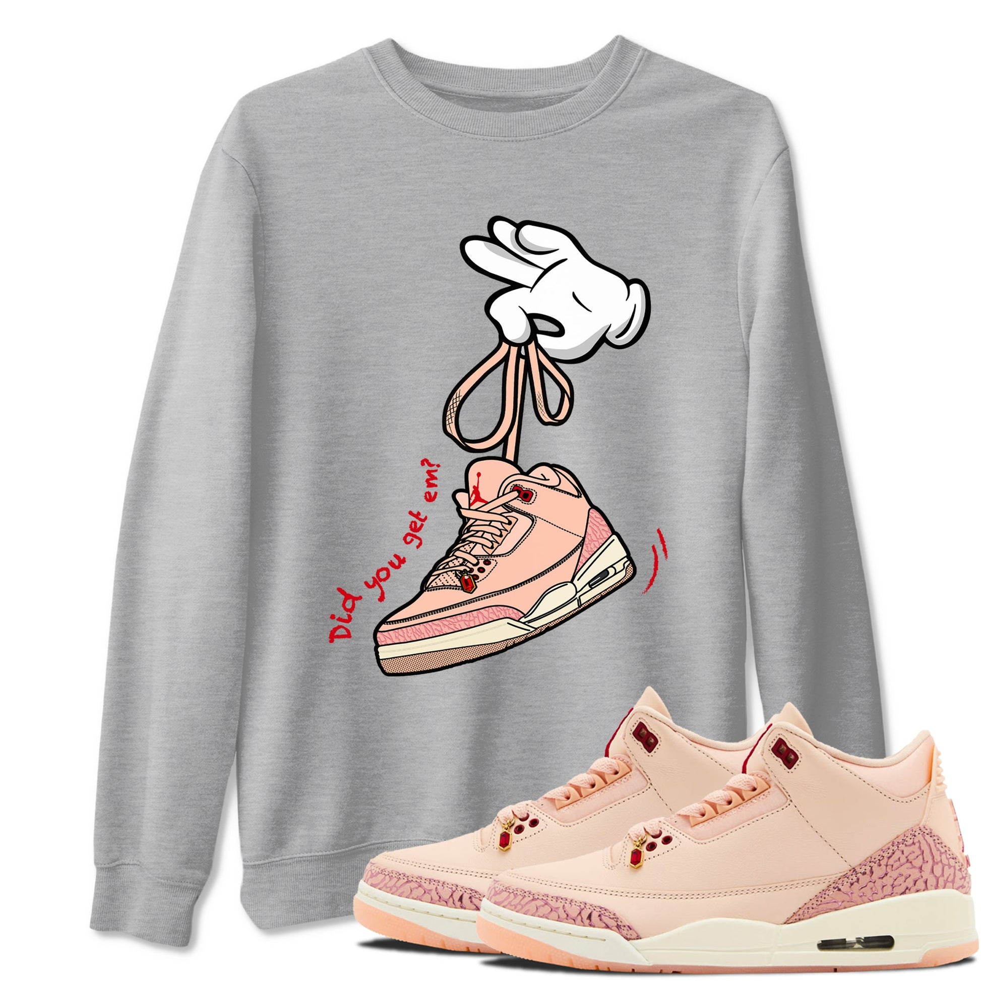 3s Valentines Day shirts to match jordans Cartoon Hands best t shirts to wear with jordans Air Jordan 3 Valentines Day match shoes to clothes SNRT Sneaker Tees unisex cotton Heather Grey 1 shirts
