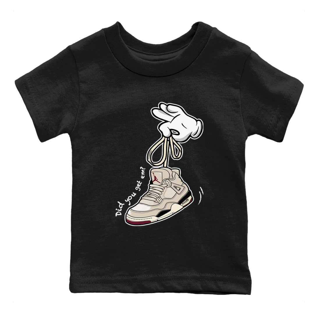 4s A Ma Maniere x Fossil Stone shirts to match jordans Cartoon Hands sneaker match tees Air Jordan 4 A Ma Maniere x Fossil Stone match shoes to clothes SNRT Sneaker Tees Youth Baby Black 2 tee
