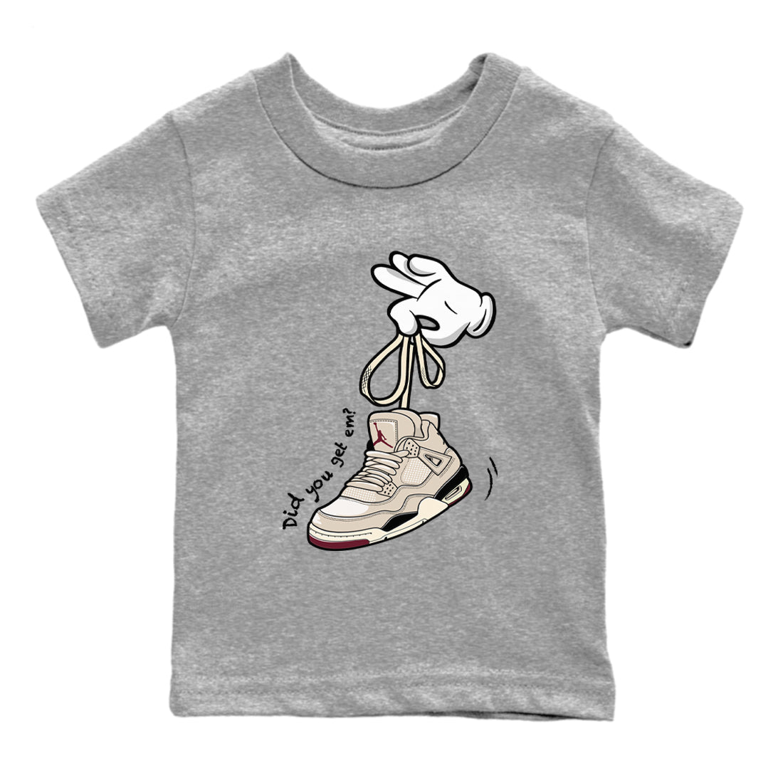 4s A Ma Maniere x Fossil Stone shirts to match jordans Cartoon Hands sneaker match tees Air Jordan 4 A Ma Maniere x Fossil Stone match shoes to clothes SNRT Sneaker Tees Youth Baby Heather Grey 2 tee
