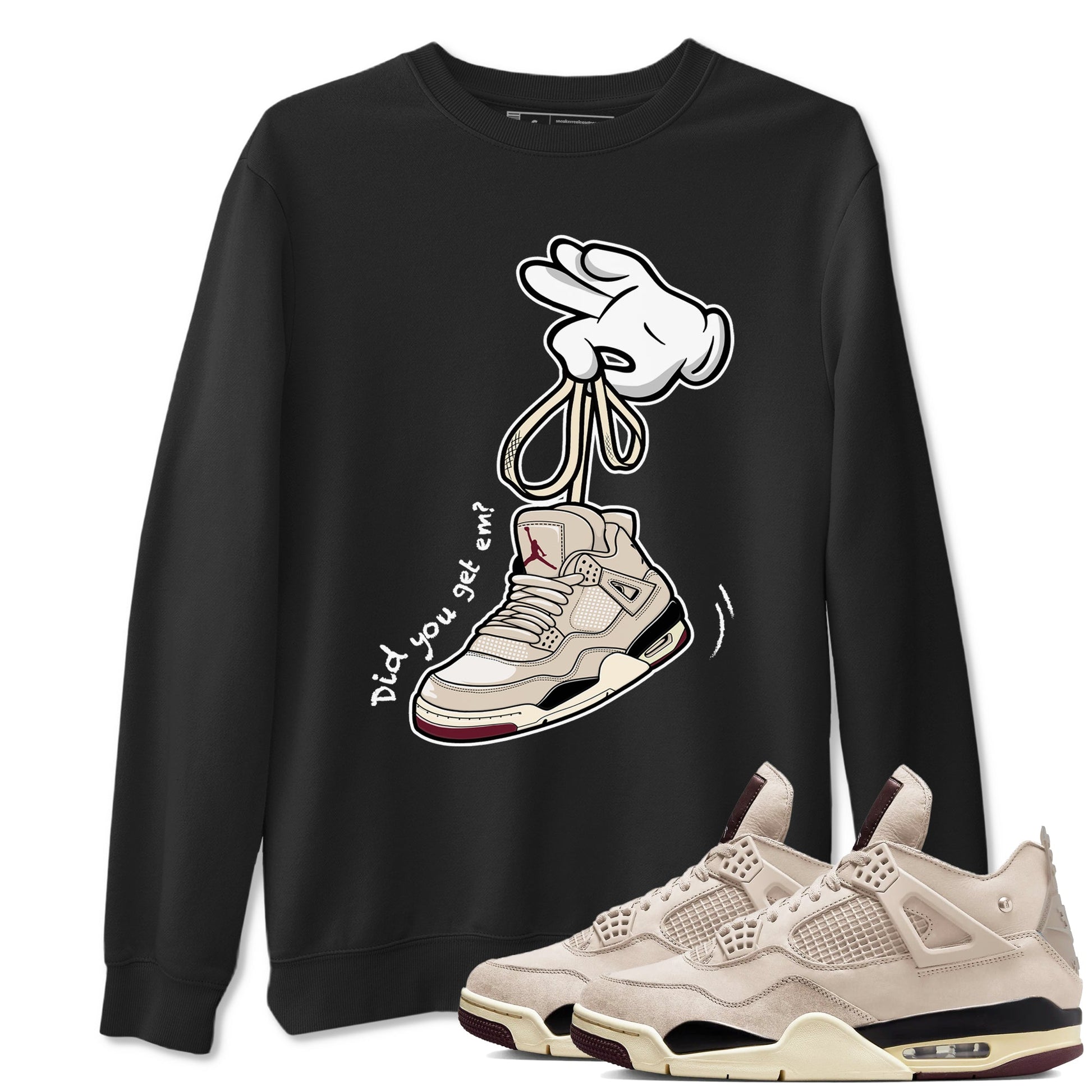 4s A Ma Maniere x Fossil Stone shirts to match jordans Cartoon Hands sneaker match tees Air Jordan 4 A Ma Maniere x Fossil Stone match shoes to clothes SNRT Sneaker Tees unisex cotton Black 1 shirts