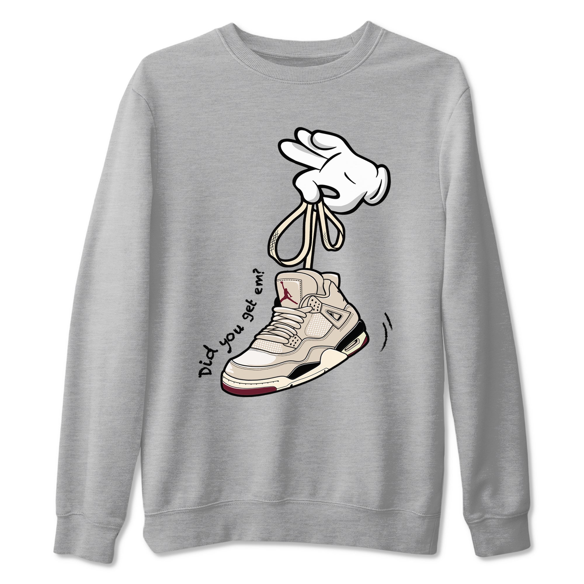 4s A Ma Maniere x Fossil Stone shirts to match jordans Cartoon Hands sneaker match tees Air Jordan 4 A Ma Maniere x Fossil Stone match shoes to clothes SNRT Sneaker Tees unisex cotton Heather Grey 2 shirts