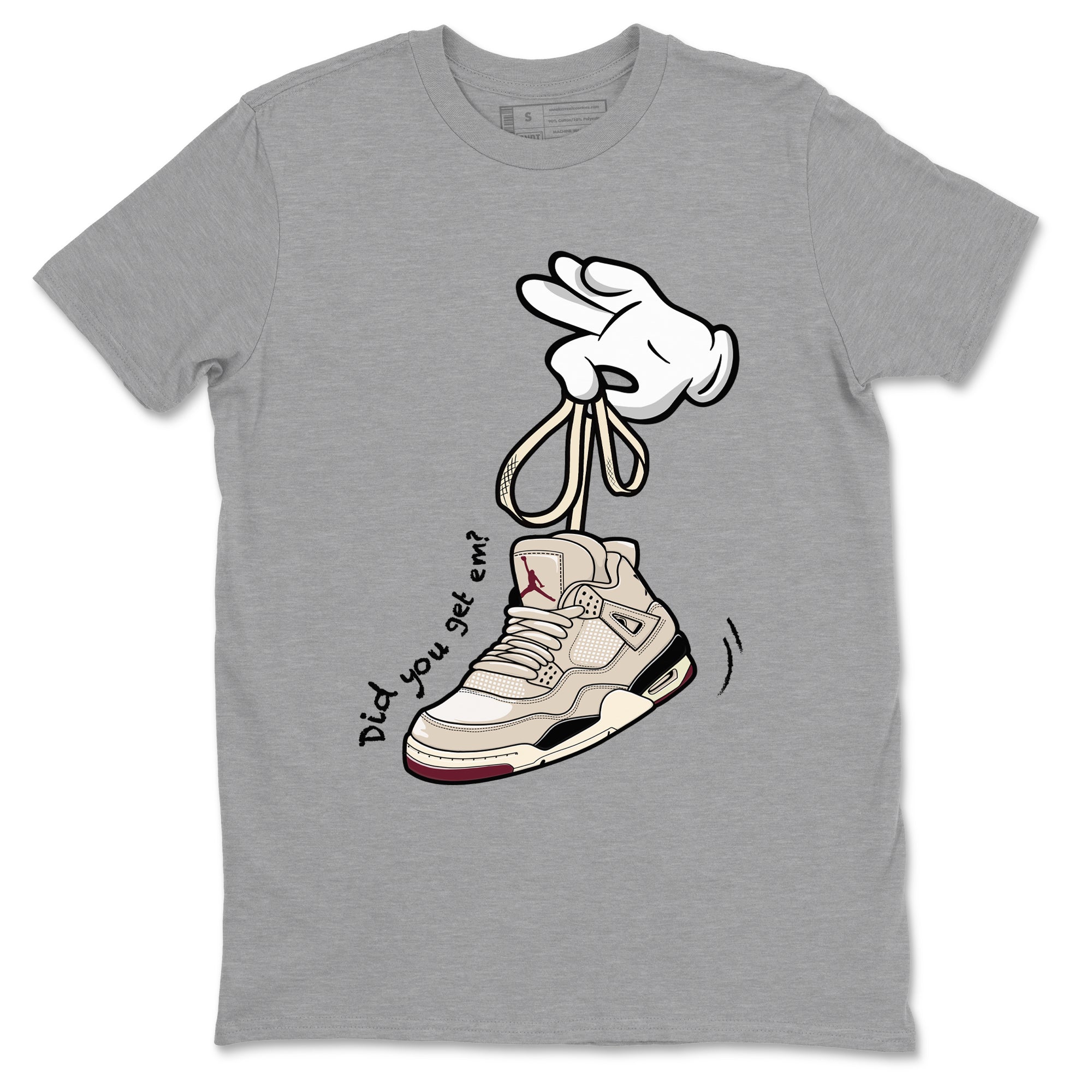 4s A Ma Maniere x Fossil Stone shirts to match jordans Cartoon Hands sneaker match tees Air Jordan 4 A Ma Maniere x Fossil Stone match shoes to clothes SNRT Sneaker Tees unisex cotton Heather Grey 2 shirts