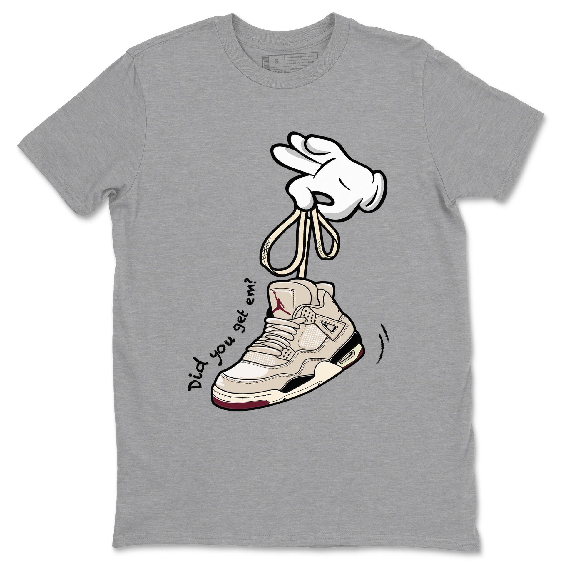 4s A Ma Maniere x Fossil Stone shirts to match jordans Cartoon Hands sneaker match tees Air Jordan 4 A Ma Maniere x Fossil Stone match shoes to clothes SNRT Sneaker Tees unisex cotton Heather Grey 2 shirts