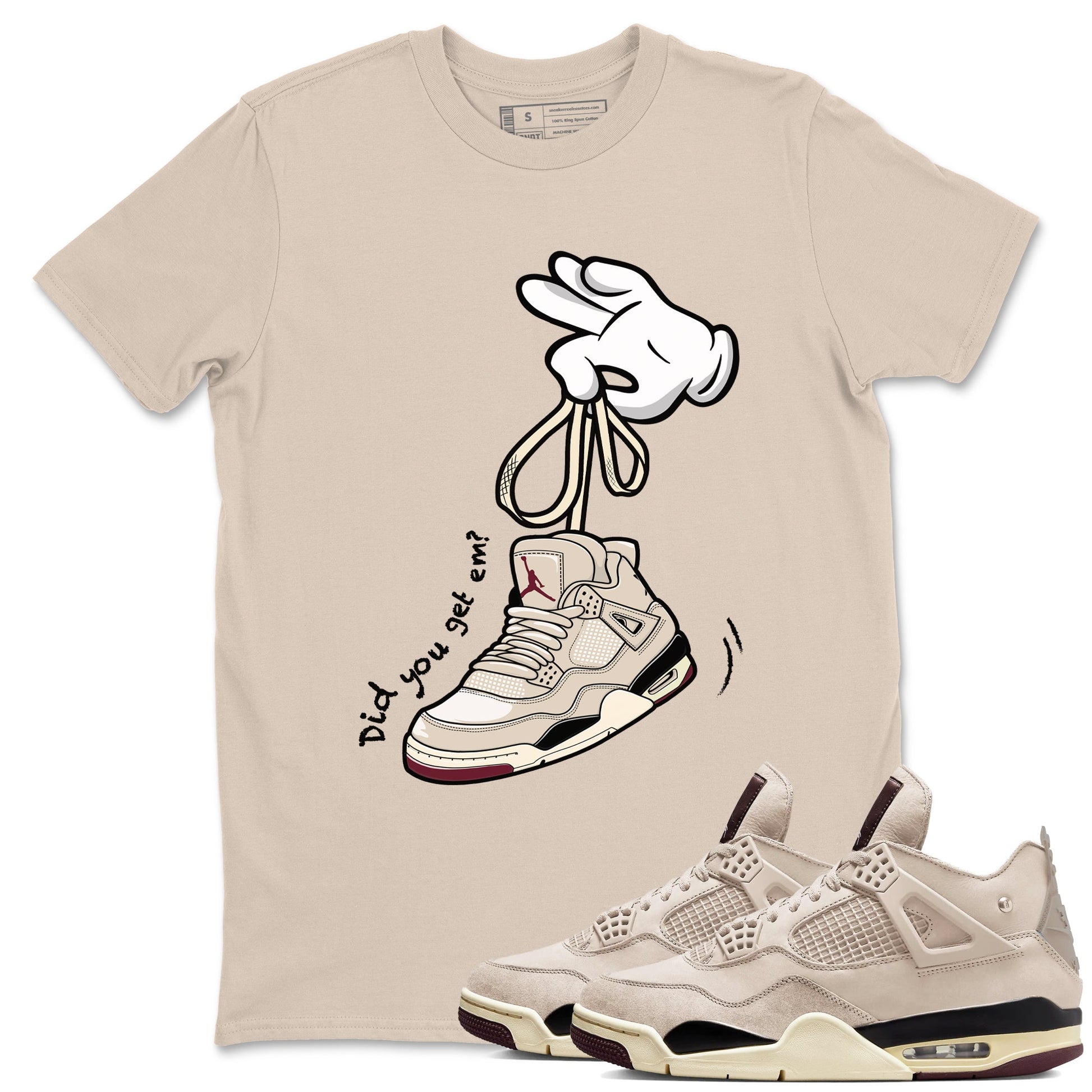4s A Ma Maniere x Fossil Stone shirts to match jordans Cartoon Hands sneaker match tees Air Jordan 4 A Ma Maniere x Fossil Stone match shoes to clothes SNRT Sneaker Tees unisex cotton Sand 1 shirts