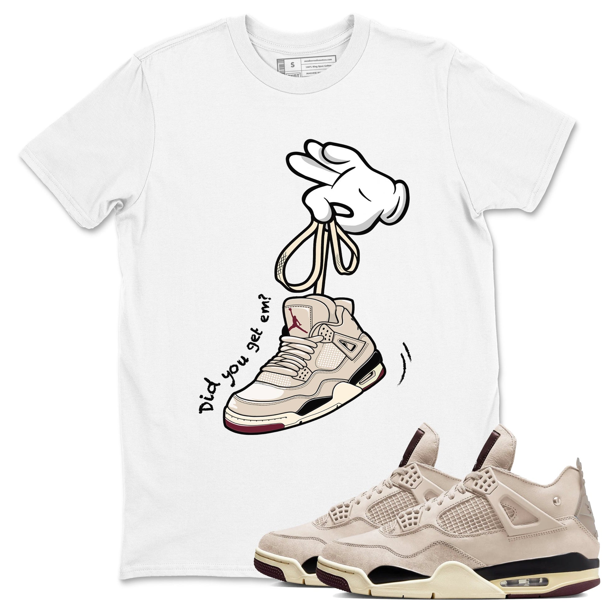 4s A Ma Maniere x Fossil Stone shirts to match jordans Cartoon Hands sneaker match tees Air Jordan 4 A Ma Maniere x Fossil Stone match shoes to clothes SNRT Sneaker Tees unisex cotton White 1 shirts