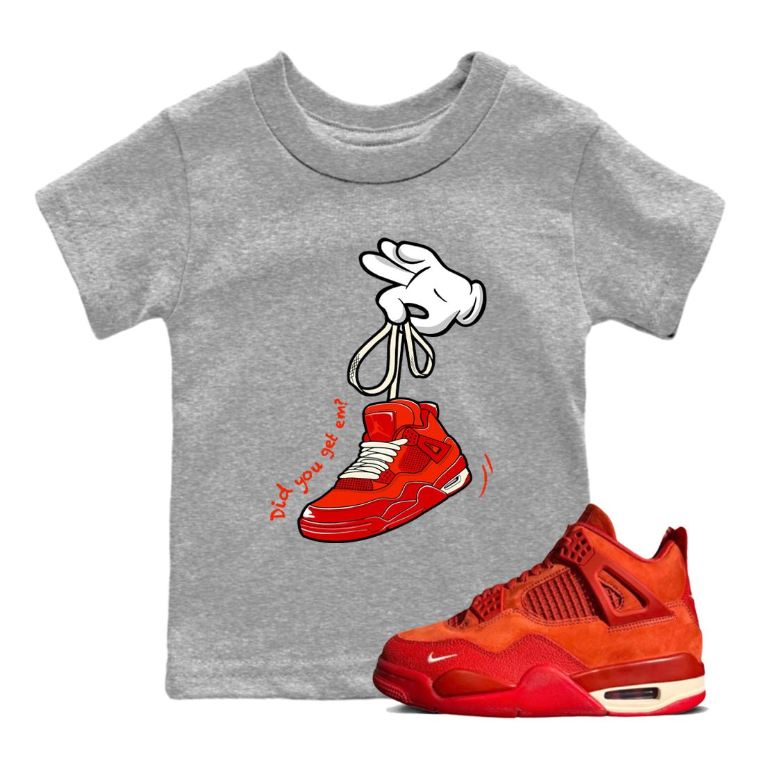 4s Brick By Brick best t shirts to wear with jordans Cartoon Hands sneaker match tees Nigel Sylvester x Air Jordan 4 Brick by Brick match shoes to clothes SNRT Sneaker Tees Youth Baby Heather Grey 1 tee