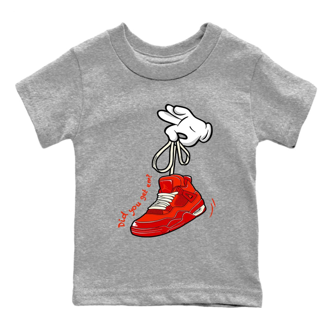 4s Brick By Brick best t shirts to wear with jordans Cartoon Hands sneaker match tees Nigel Sylvester x Air Jordan 4 Brick by Brick match shoes to clothes SNRT Sneaker Tees Youth Baby Heather Grey 2 tee