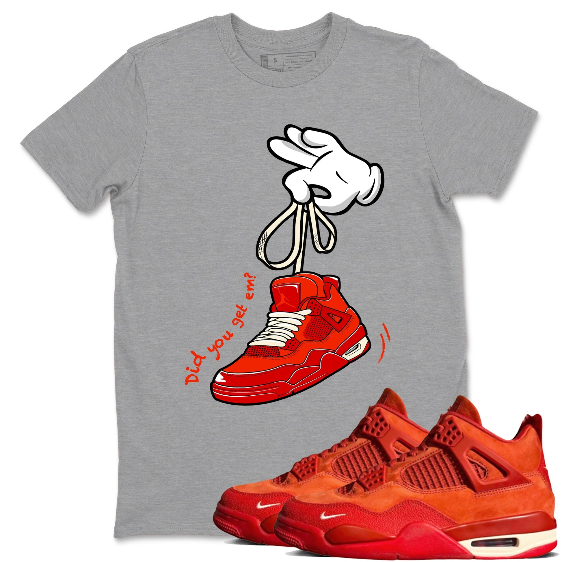 4s Brick By Brick best t shirts to wear with jordans Cartoon Hands sneaker match tees Nigel Sylvester x Air Jordan 4 Brick by Brick match shoes to clothes SNRT Sneaker Tees unisex cotton Heather Grey 1 shirts