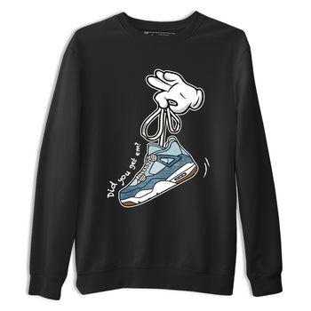 Sneaker match tees – Sneaker Tees To Match 4s Worn Blue Air Jordan 4 Denim Shoes – Cartoon Hands Tee Black 2