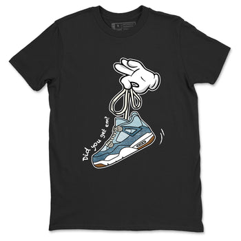 Sneaker match tees – Sneaker Tees To Match 4s Worn Blue Air Jordan 4 Denim Shoes – Cartoon Hands Tee Black 2