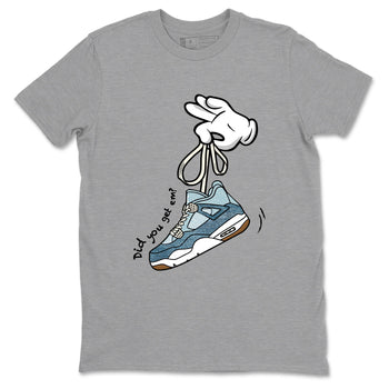 Sneaker match tees – Sneaker Tees To Match 4s Worn Blue Air Jordan 4 Denim Shoes – Cartoon Hands Tee Heather Grey 2