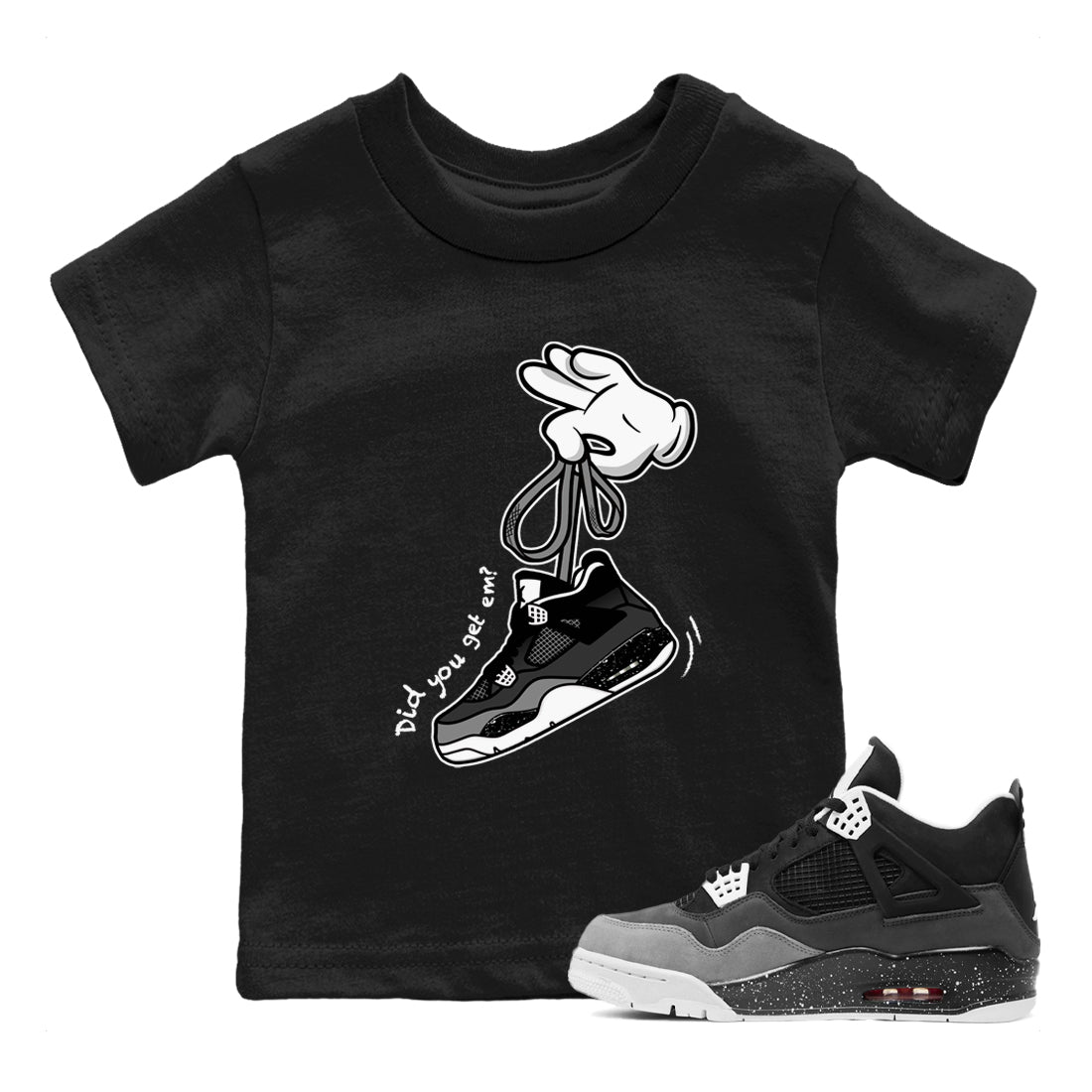 4s Fear shirts to match jordans Cartoon Hands sneaker match tees Air Jordan 4 Retro Fear match shoes to clothes SNRT Sneaker Tees Youth Baby Black 1 tee