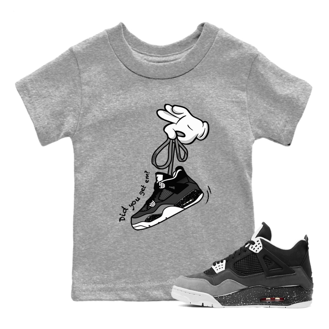 4s Fear shirts to match jordans Cartoon Hands sneaker match tees Air Jordan 4 Retro Fear match shoes to clothes SNRT Sneaker Tees Youth Baby Heather Grey 1 tee