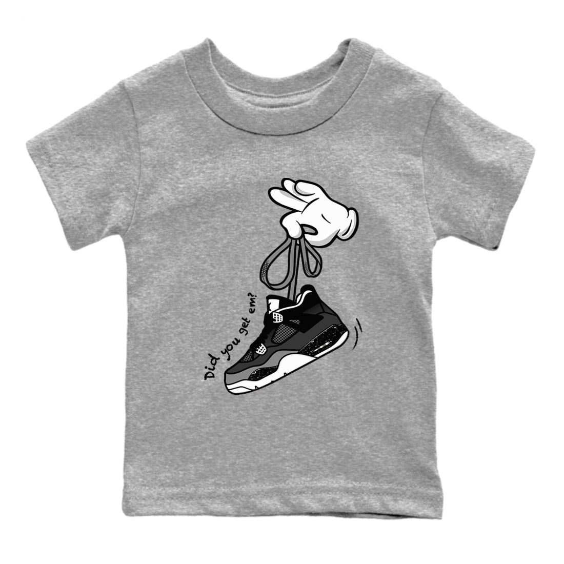 4s Fear shirts to match jordans Cartoon Hands sneaker match tees Air Jordan 4 Retro Fear match shoes to clothes SNRT Sneaker Tees Youth Baby Heather Grey 2 tee