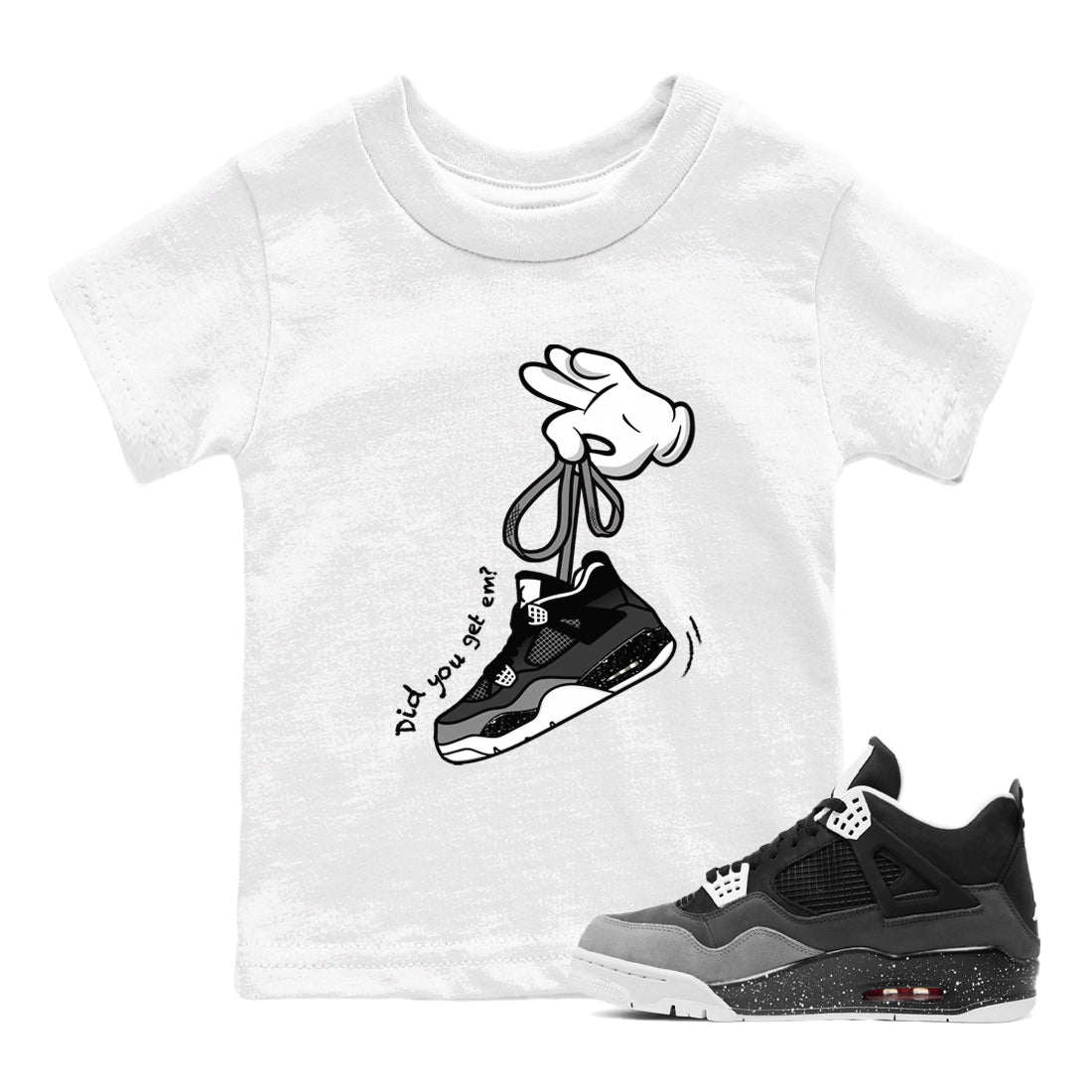 4s Fear shirts to match jordans Cartoon Hands sneaker match tees Air Jordan 4 Retro Fear match shoes to clothes SNRT Sneaker Tees Youth Baby White 1 tee