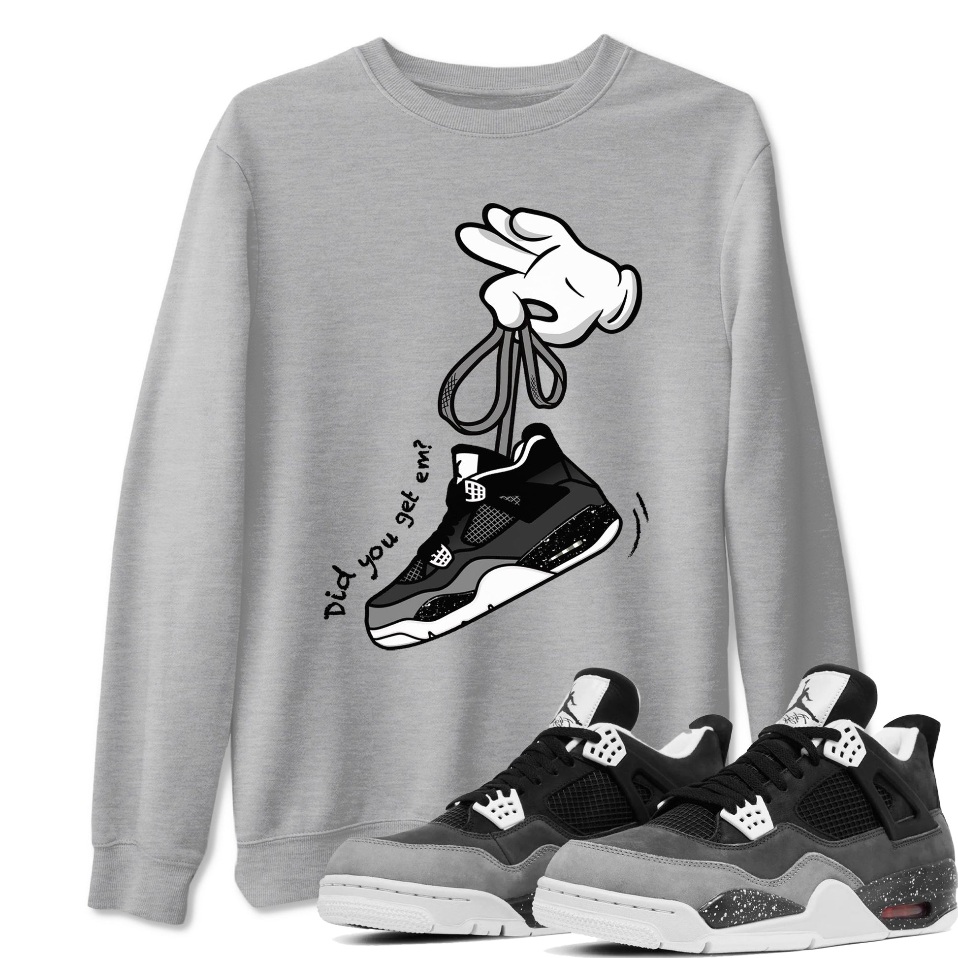 4s Fear shirts to match jordans Cartoon Hands sneaker match tees Air Jordan 4 Retro Fear match shoes to clothes SNRT Sneaker Tees unisex cotton Heather Grey 1 shirts
