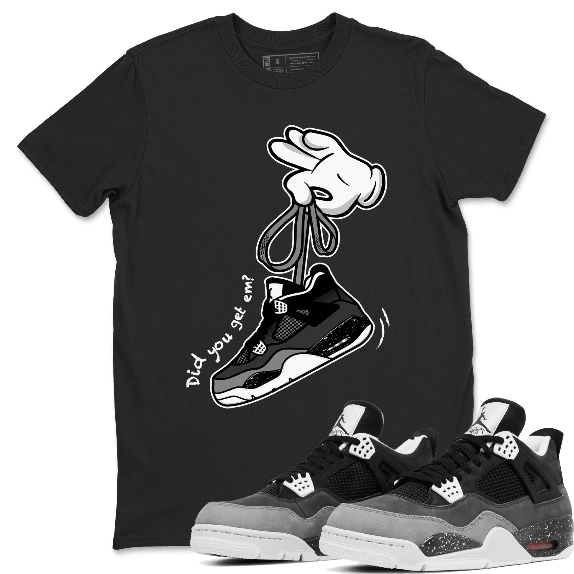 4s Fear shirts to match jordans Cartoon Hands sneaker match tees Air Jordan 4 Retro Fear match shoes to clothes SNRT Sneaker Tees unisex cotton Black 1 shirts