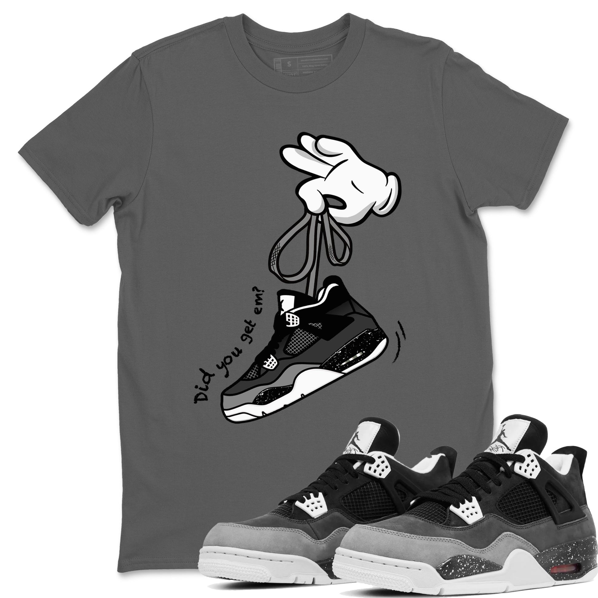 4s Fear shirts to match jordans Cartoon Hands sneaker match tees Air Jordan 4 Retro Fear match shoes to clothes SNRT Sneaker Tees unisex cotton Cool Grey 1 shirts