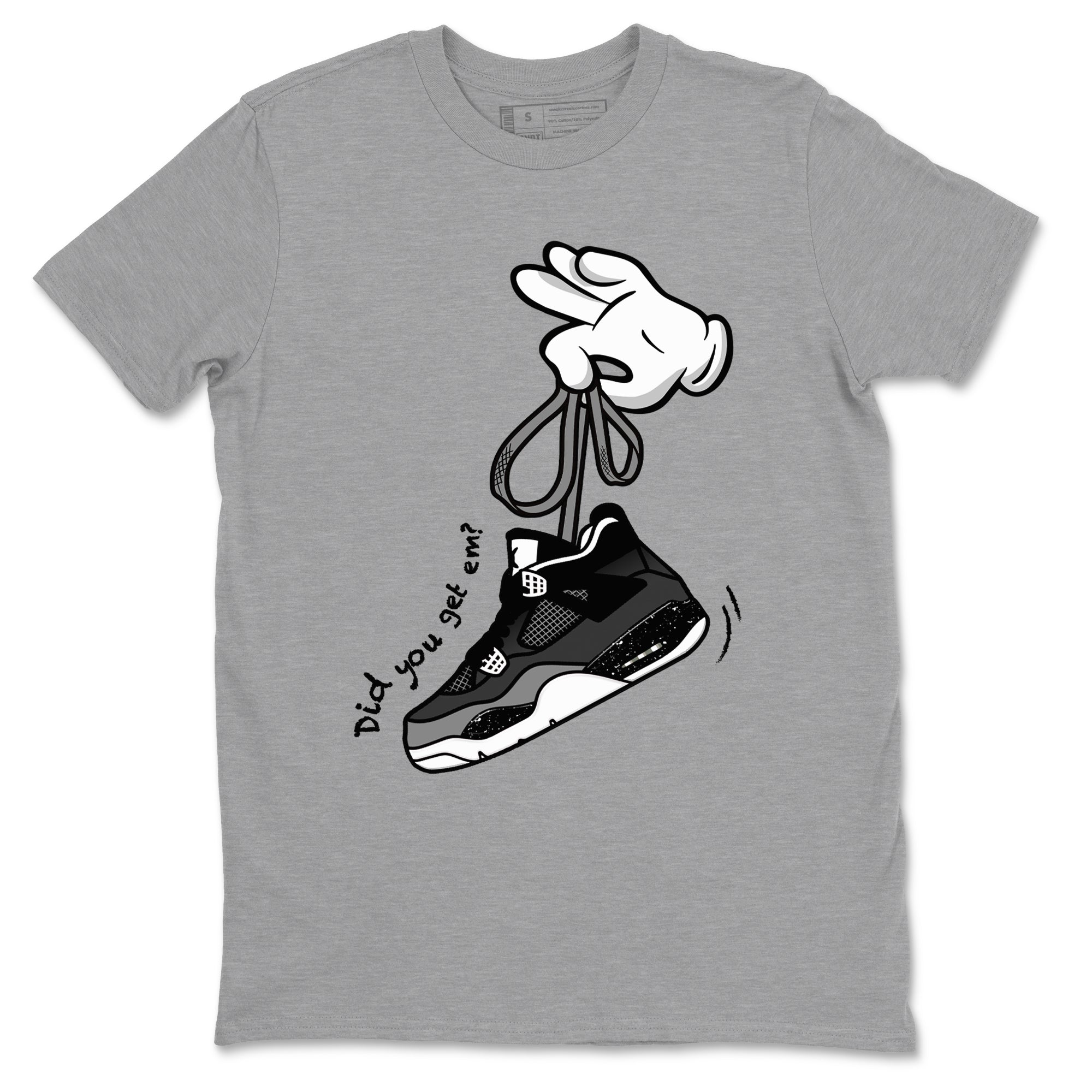 4s Fear shirts to match jordans Cartoon Hands sneaker match tees Air Jordan 4 Retro Fear match shoes to clothes SNRT Sneaker Tees unisex cotton Heather Grey 2 shirts