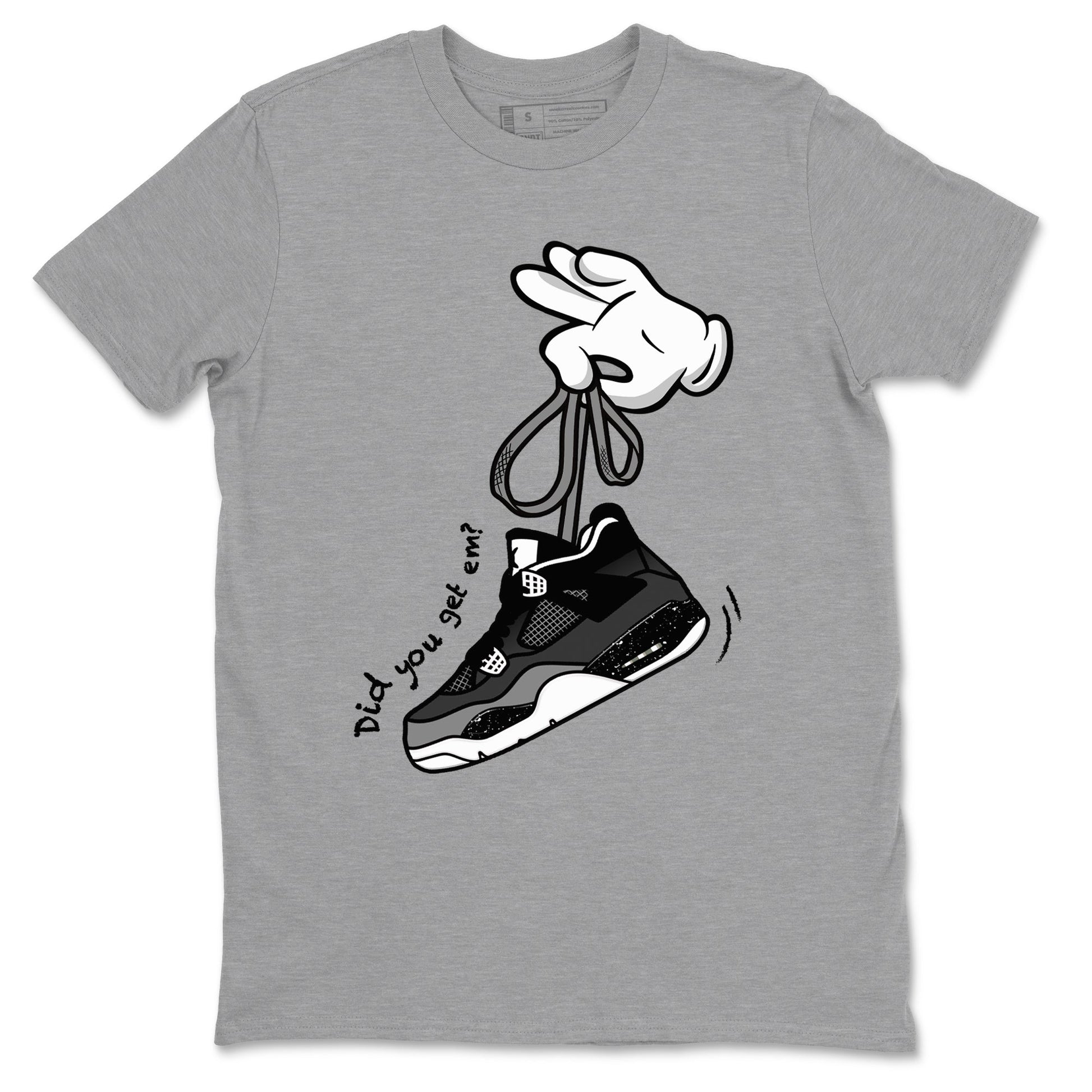 4s Fear shirts to match jordans Cartoon Hands sneaker match tees Air Jordan 4 Retro Fear match shoes to clothes SNRT Sneaker Tees unisex cotton Heather Grey 2 shirts