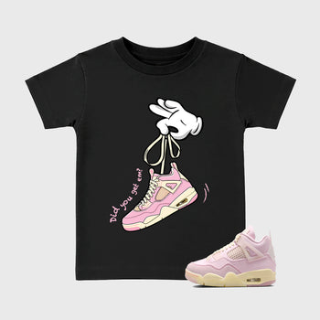 Sneaker match tees – Sneaker Tees To Match Air Jordan 4 Iced Carmine Shoes – Cartoon Hands Kids T-Shirt Black 1
