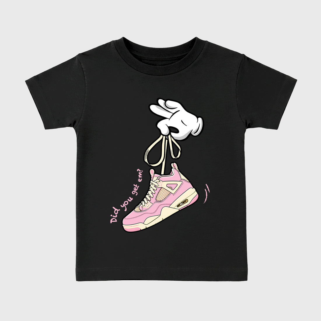 Sneaker match tees – Sneaker Tees To Match Air Jordan 4 Iced Carmine Shoes – Cartoon Hands Kids T-Shirt Black 2
