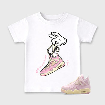 Sneaker match tees – Sneaker Tees To Match Air Jordan 4 Iced Carmine Shoes – Cartoon Hands Kids T-Shirt White 1