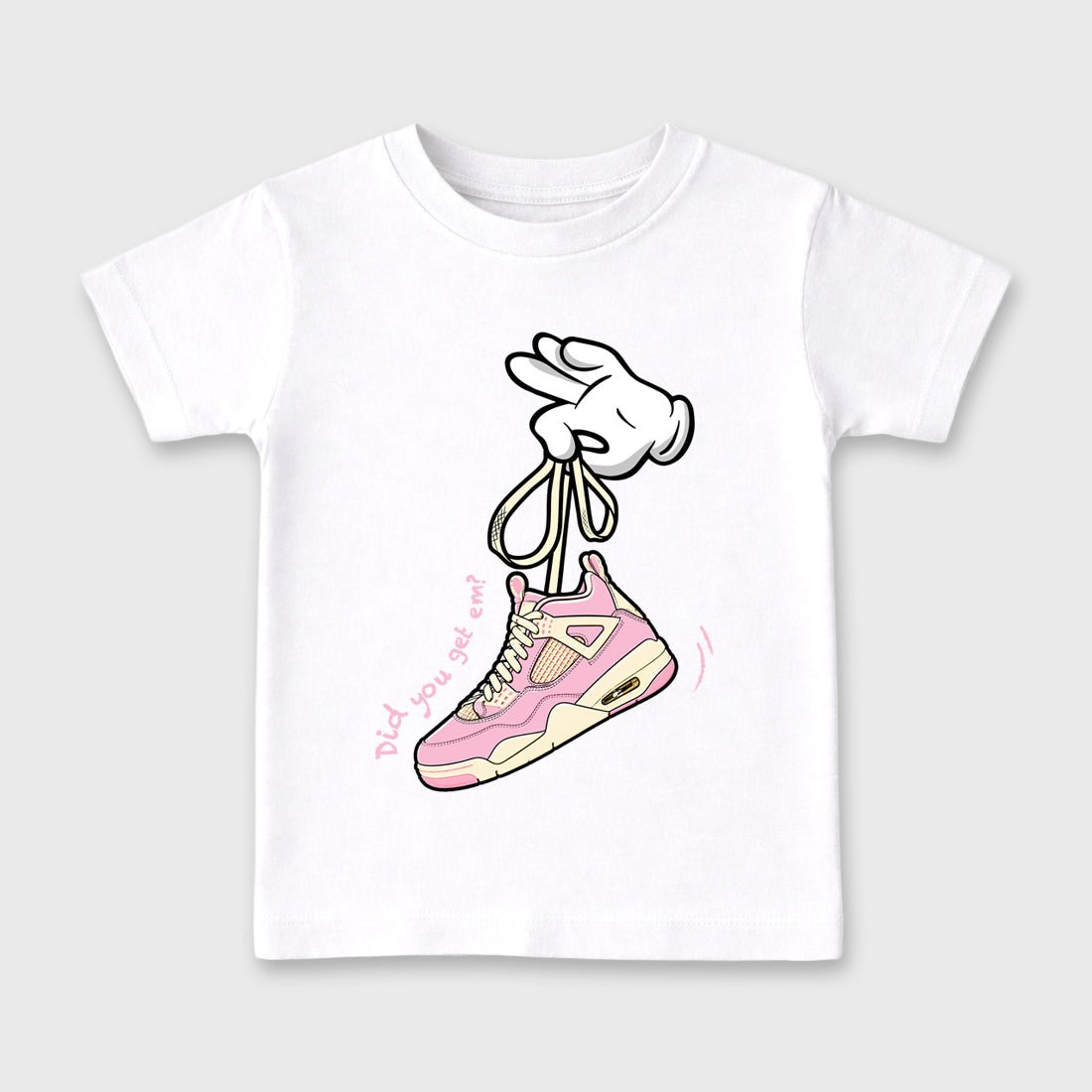 Sneaker match tees – Sneaker Tees To Match Air Jordan 4 Iced Carmine Shoes – Cartoon Hands Kids T-Shirt White 2