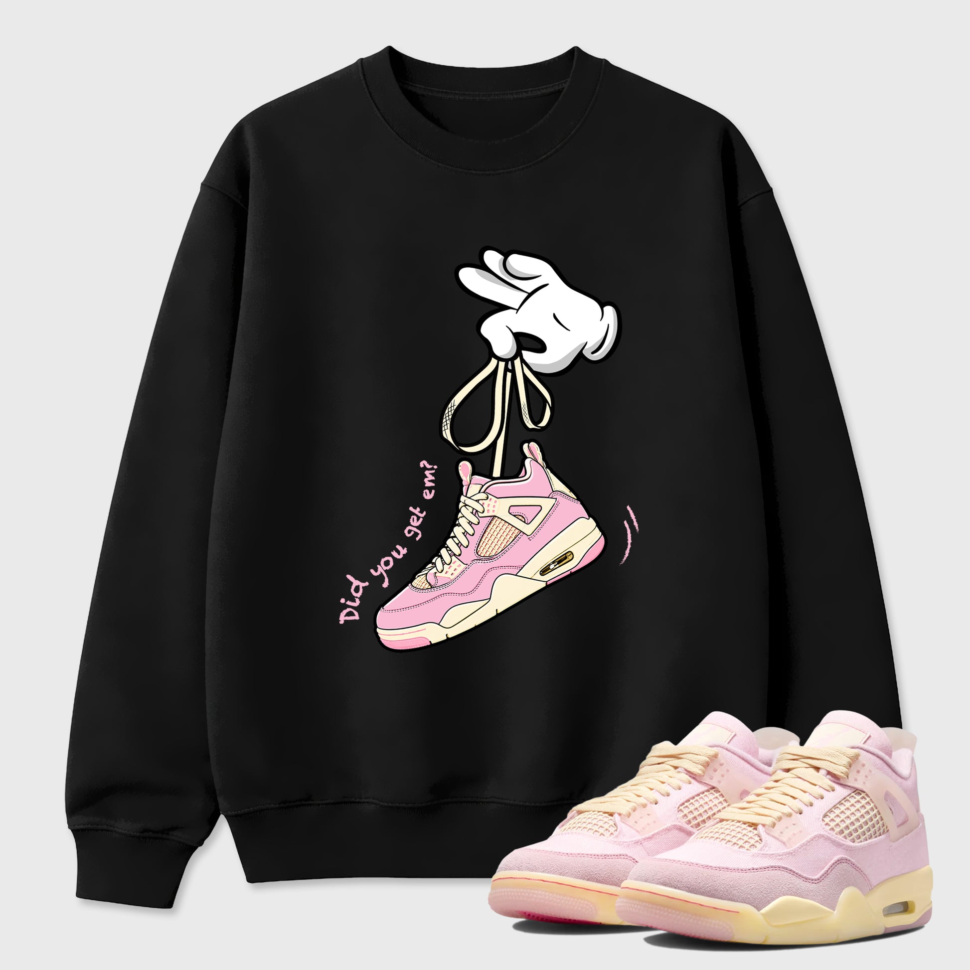 Sneaker match tees – Sneaker Tees To Match Air Jordan 4 Iced Carmine Shoes – Cartoon Hands Tee Black 1