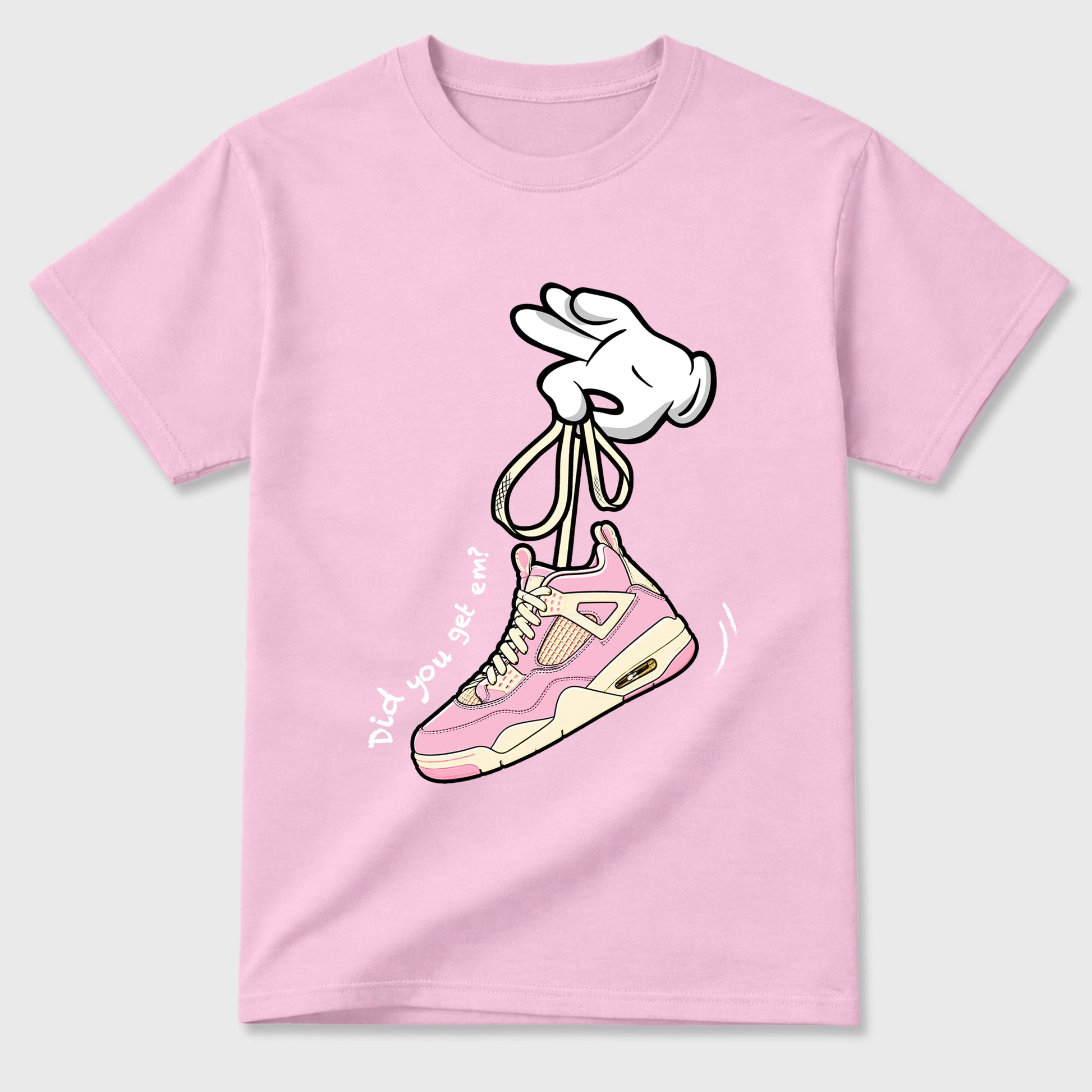 Sneaker match tees – Sneaker Tees To Match Air Jordan 4 Iced Carmine Shoes – Cartoon Hands Tee Pink 2
