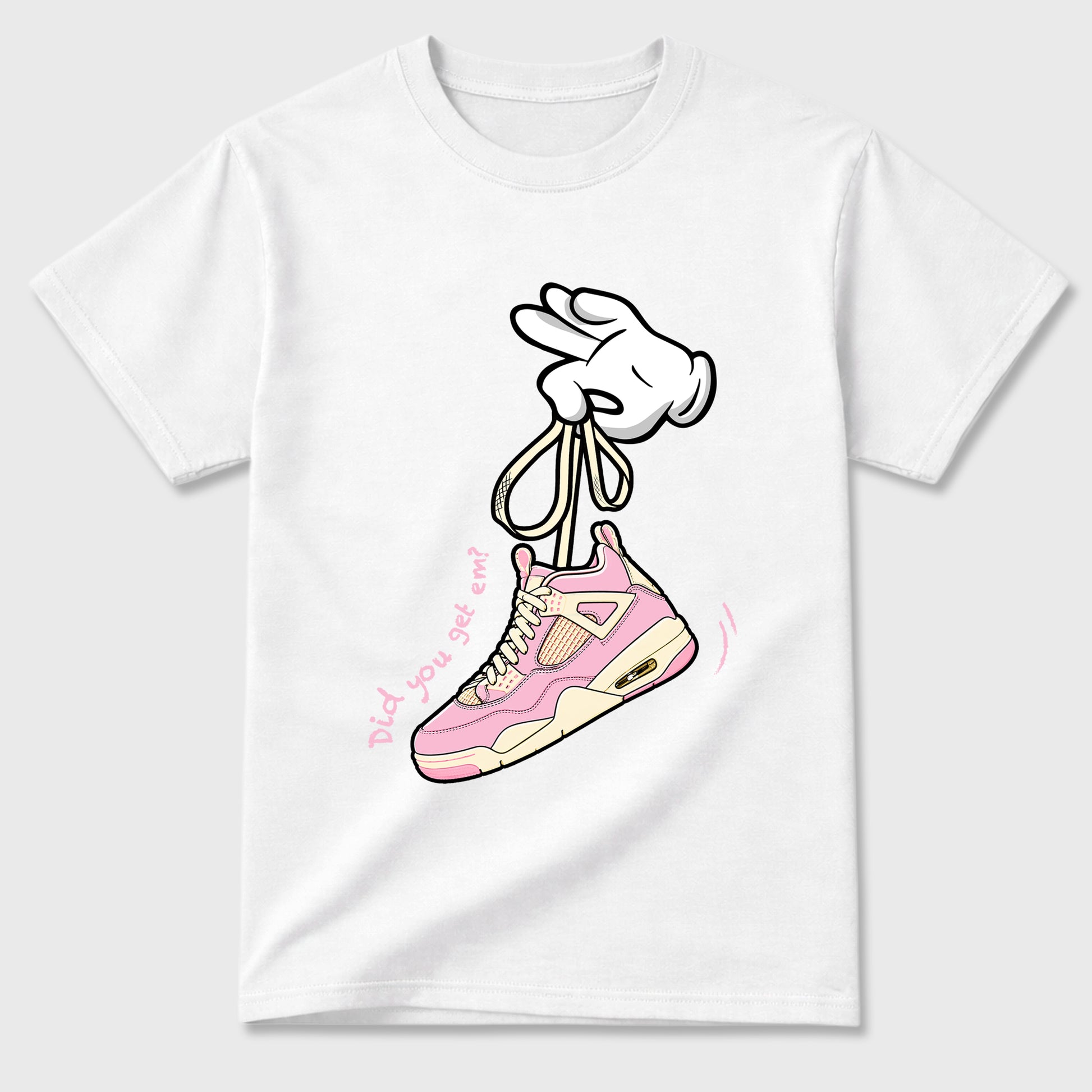Sneaker match tees – Sneaker Tees To Match Air Jordan 4 Iced Carmine Shoes – Cartoon Hands Tee White 2