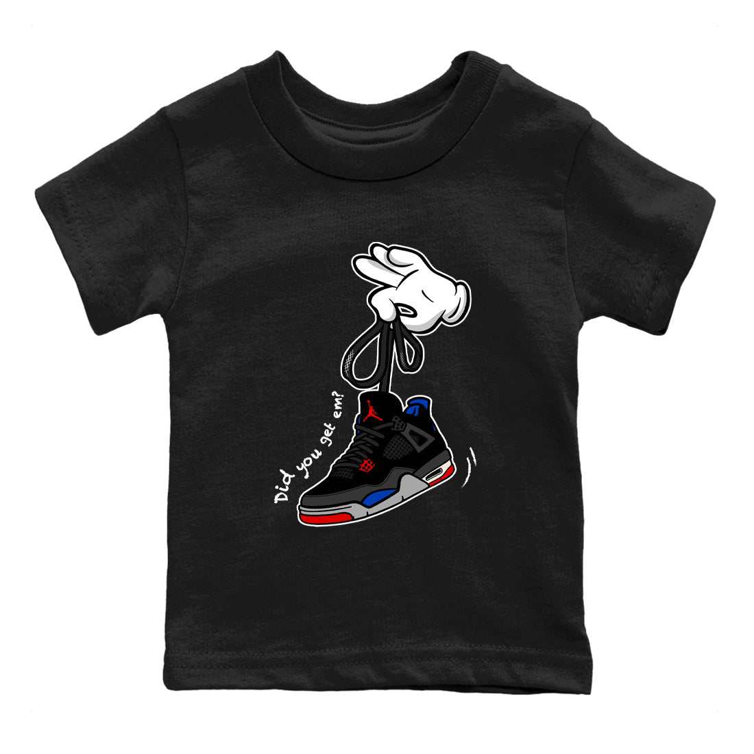 Sneaker match tees – Sneaker Tees To Match Jordan 4 Retro Rare Air Shoes – Cartoon Hands Kids T-Shirt Black 2