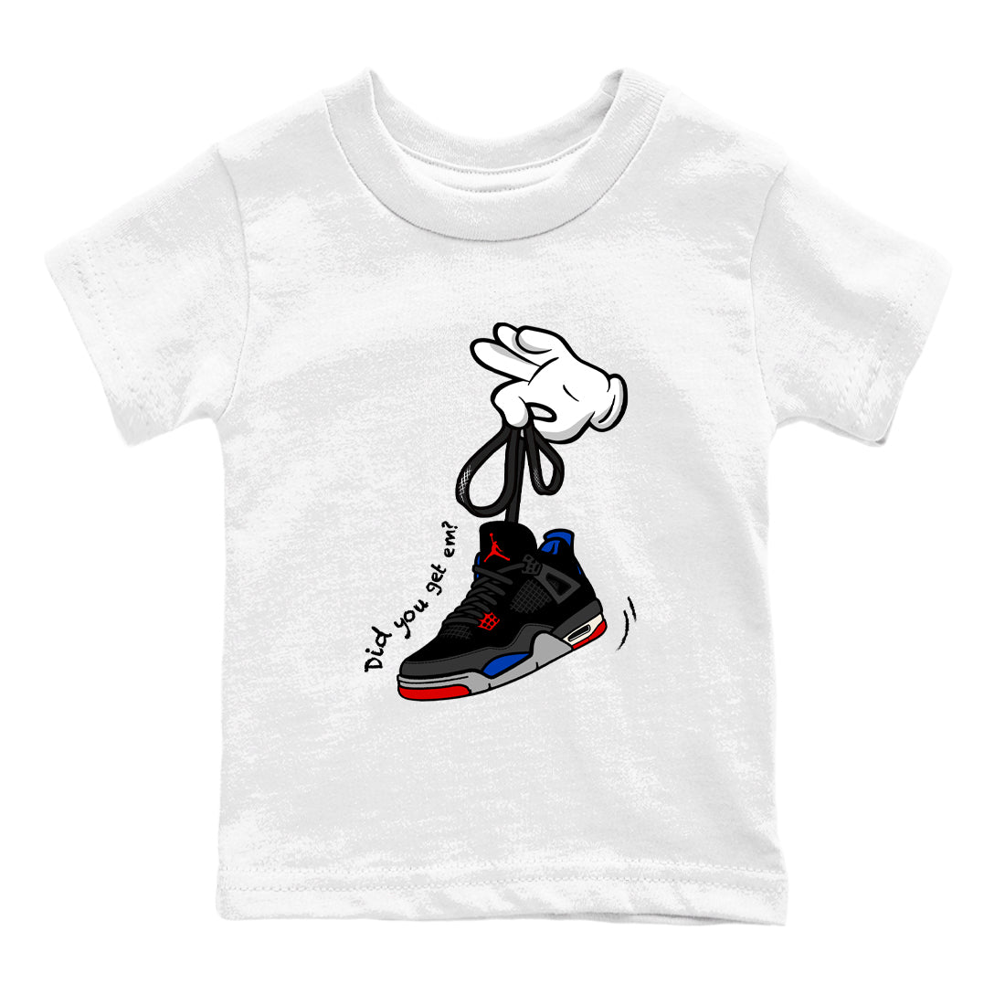 Sneaker match tees – Sneaker Tees To Match Jordan 4 Retro Rare Air Shoes – Cartoon Hands Kids T-Shirt White 2