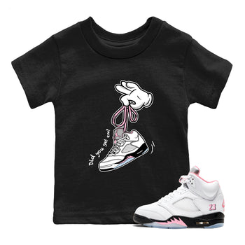 Sneaker match tees – Sneaker Tees To Match Air Jordan 5 Medium Soft Pink Shoes – Cartoon Hands Kids T-Shirt Black 1