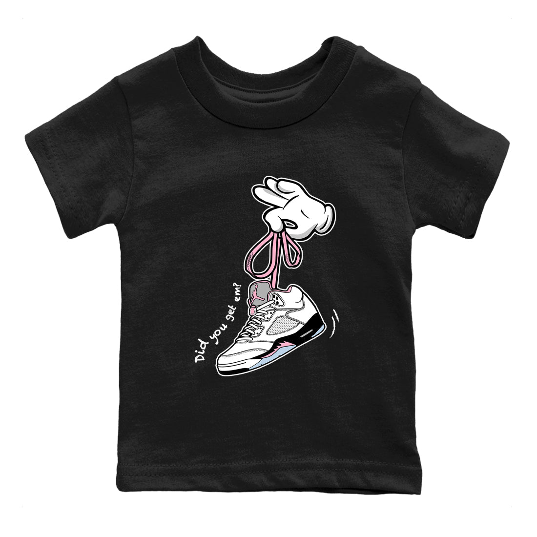 Sneaker match tees – Sneaker Tees To Match Air Jordan 5 Medium Soft Pink Shoes – Cartoon Hands Kids T-Shirt Black 2