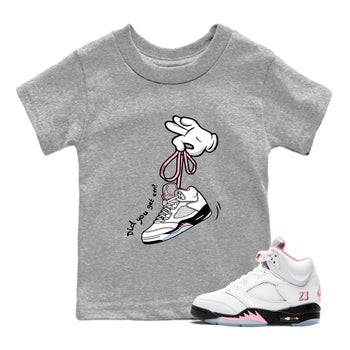 Sneaker match tees – Sneaker Tees To Match Air Jordan 5 Medium Soft Pink Shoes – Cartoon Hands Kids T-Shirt Heather Grey 1